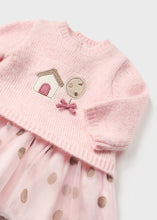 Cargar imagen en el visor de la galería, Vestido tricot combinado rosa baby 4/6 meses
