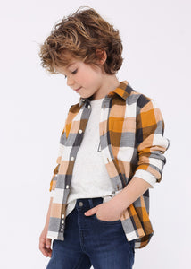 Camisa cuadros ocre