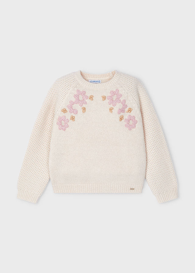 Jersey flores bordadas jengibre 4 años