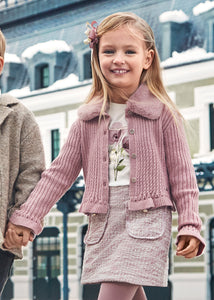 Rebeca tricot cuello pelo rosado