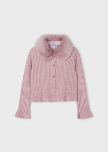 Rebeca tricot cuello pelo rosado