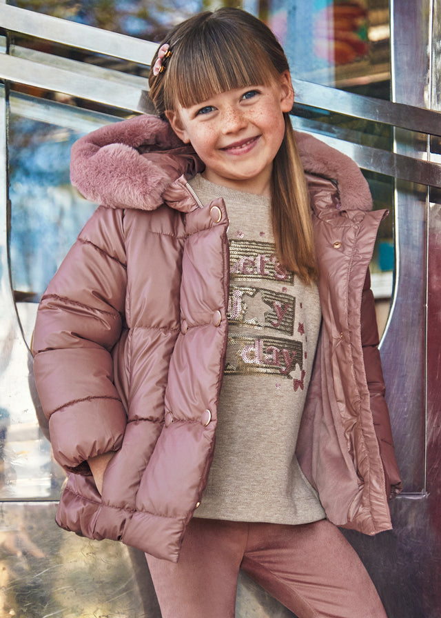 Chaquetón nacarado rosado 4 años