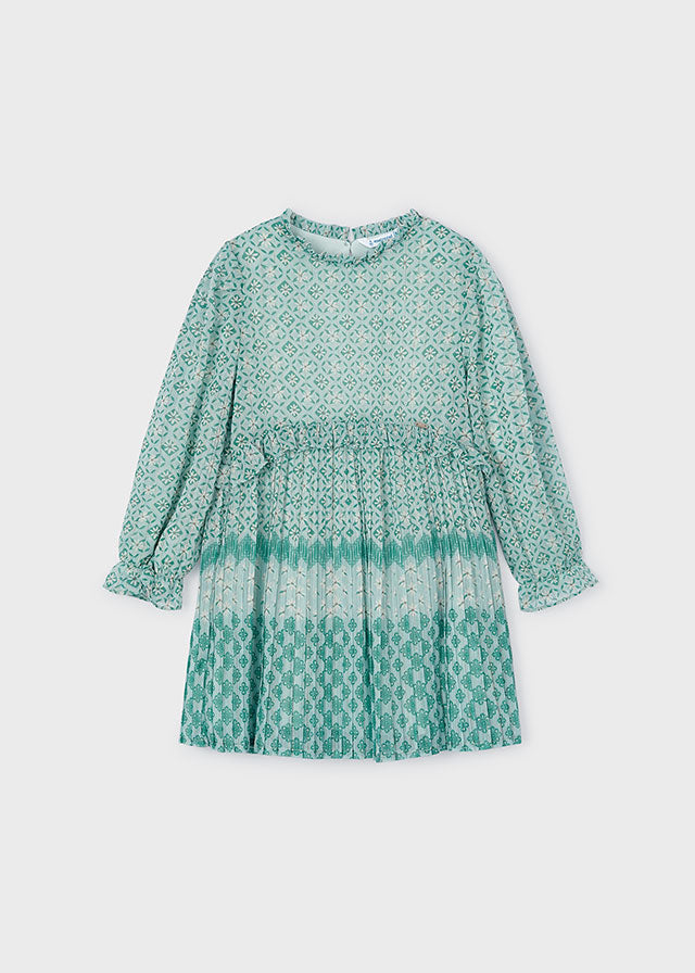 Vestido gasa plisada jade