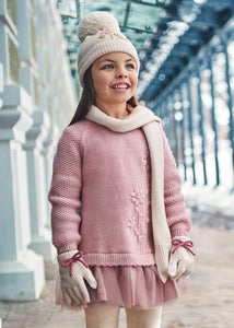 Vestido tricot combinado rosado