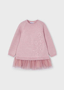 Vestido tricot combinado rosado