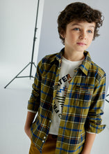 Cargar imagen en el visor de la galería, Camisa cuadros franela khaki
