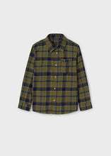 Cargar imagen en el visor de la galería, Camisa cuadros franela khaki
