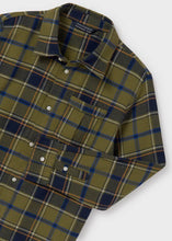 Cargar imagen en el visor de la galería, Camisa cuadros franela khaki
