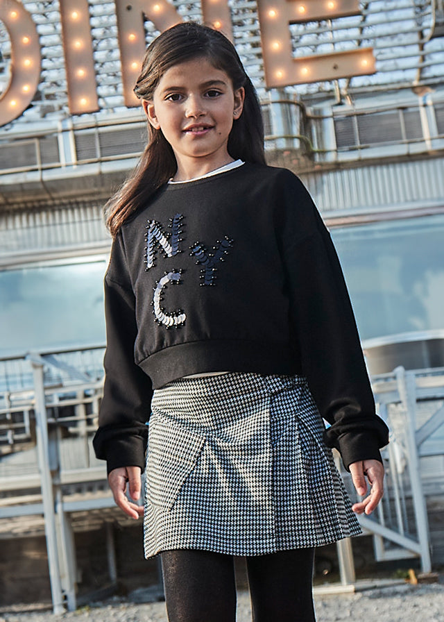 Falda pantalón pata gallo negro