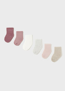 Set de 6 calcetines rosa