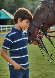 Polo con cuello rayas marino