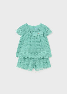 Conjunto bermuda guipur agata 36 meses