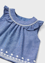 Cargar imagen en el visor de la galería, Conjunto short lino bordado blue

