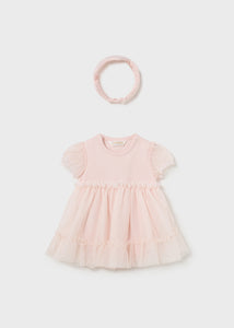 Body vestido + vincha alitas nude 6/9 meses