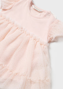 Body vestido + vincha alitas nude 6/9 meses