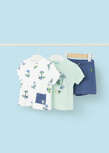 Conjunto short 3 piezas print aqua 24 meses