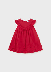 Vestido cenefa bordada rojo