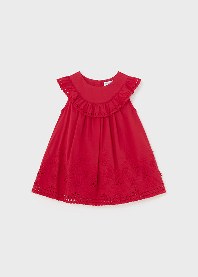 Vestido cenefa bordada rojo