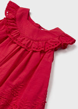 Cargar imagen en el visor de la galería, Vestido cenefa bordada rojo
