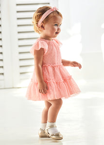 Vestido tul + vincha pastel