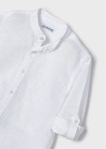 Camisa lino cuello mao blanco