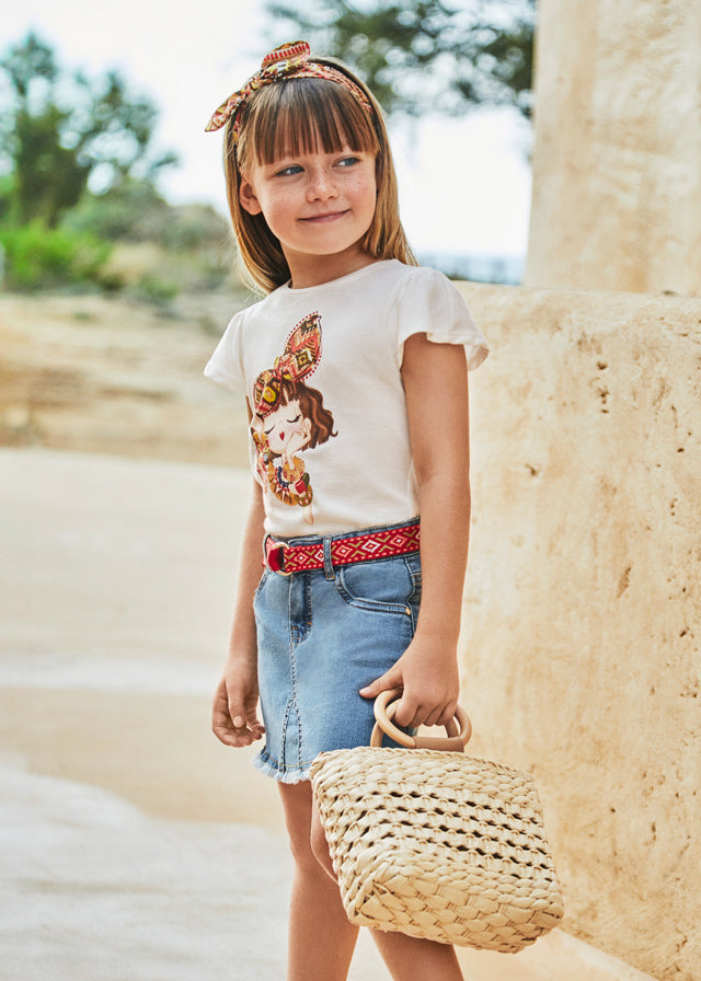 Falda denim  cinturón fantasia