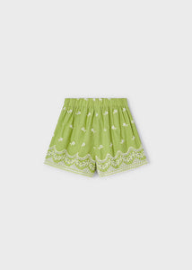 Falda short bordado verde manzana