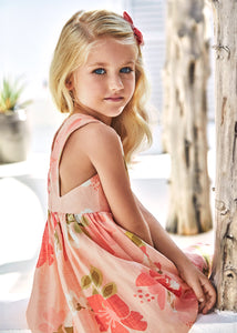 Vestido estampado flores nude