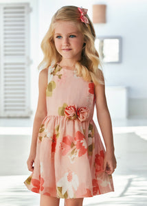 Vestido estampado flores nude