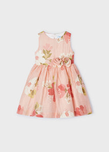 Vestido estampado flores nude
