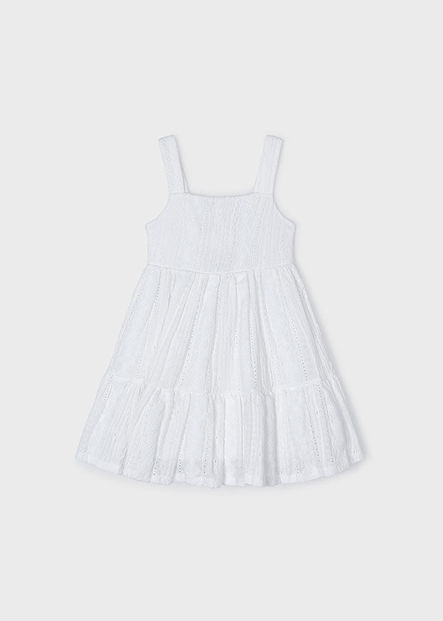 Vestido punto perforado blanco