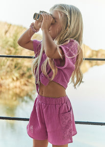 Conjunto short perforado Orquidea