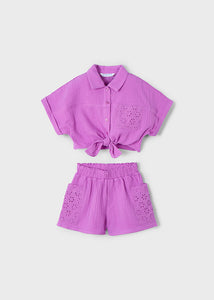 Conjunto short perforado Orquidea