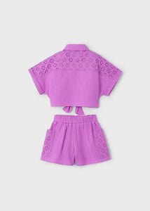 Conjunto short perforado Orquidea