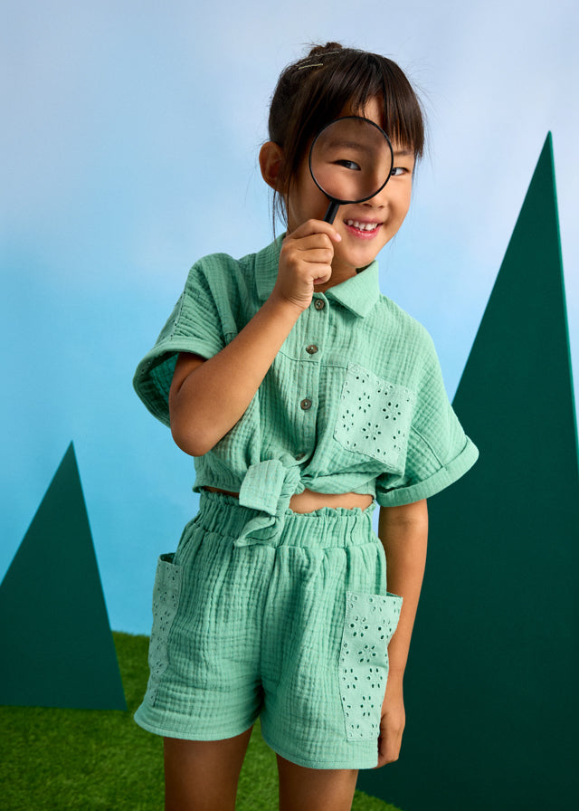 Conjunto short perforado Menta