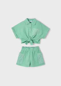 Conjunto short perforado Menta