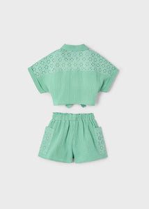 Conjunto short perforado Menta