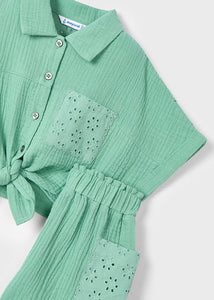 Conjunto short perforado Menta