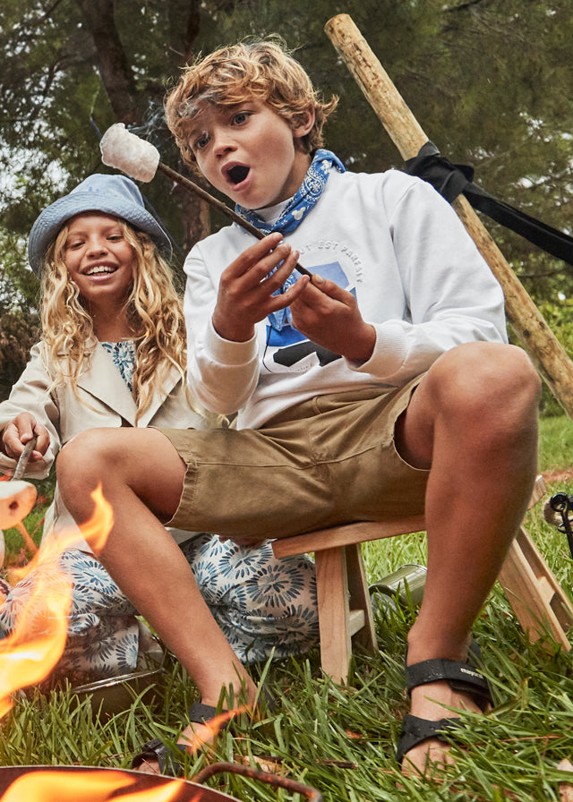 Pullover print embossed Blanco