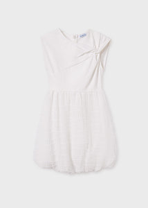 Vestido combinado globo Crudo