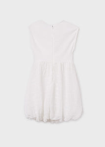 Vestido combinado globo Crudo