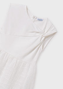 Vestido combinado globo Crudo