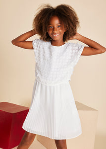 Vestido combinado fantasia Crudo