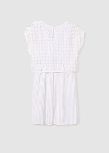 Vestido combinado fantasia Crudo