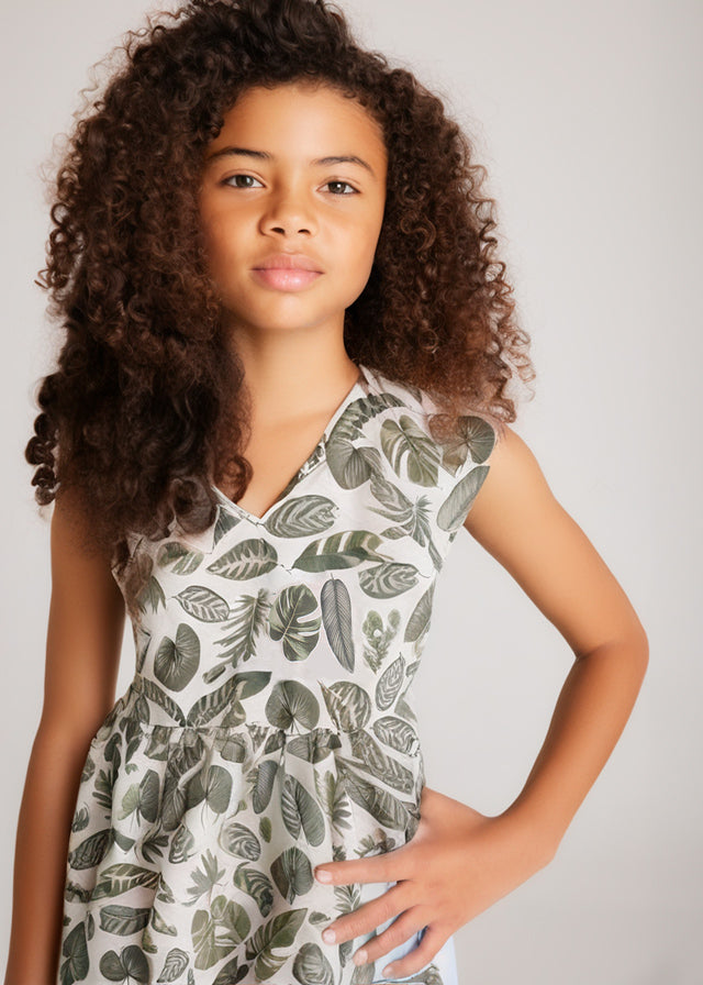 Vestido estampado espalda Musgo