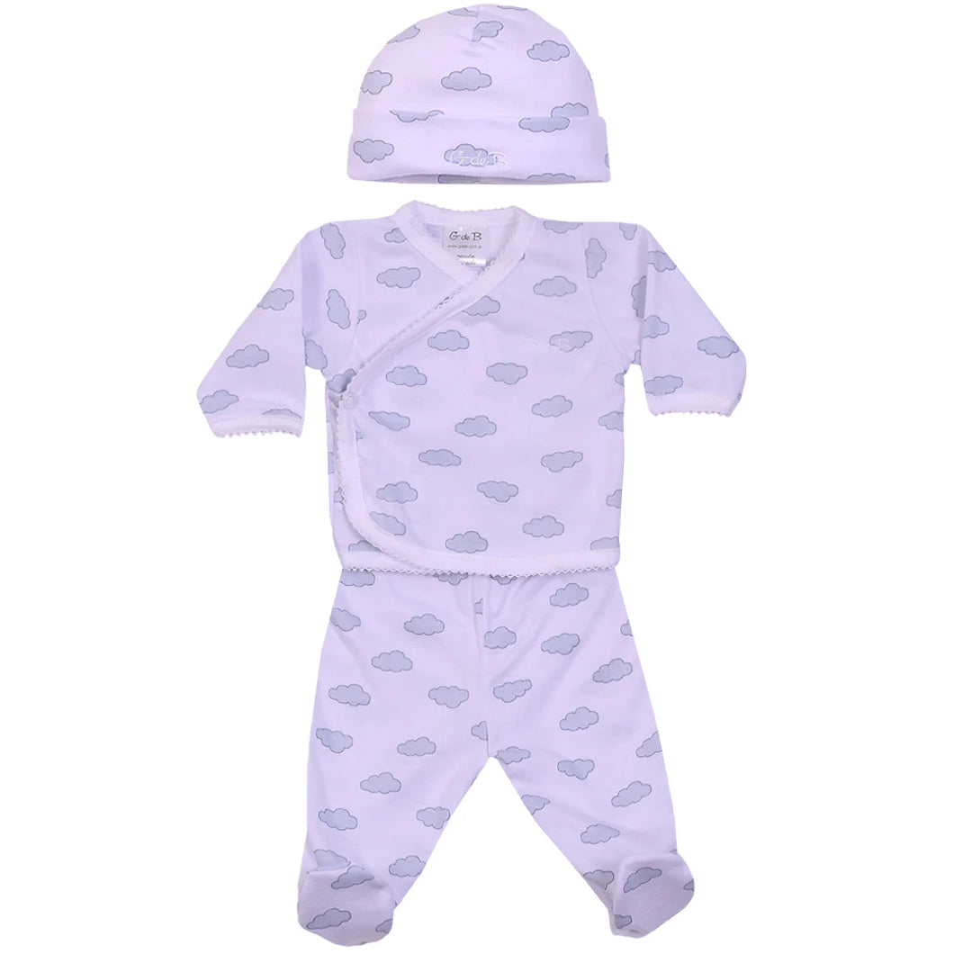 Pack BB con gorrito nubes blanco