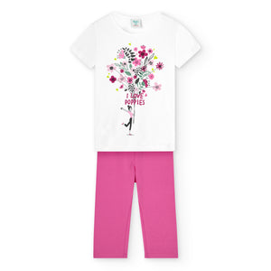 Conjunto leggings "flores" rosa