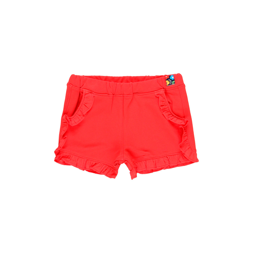 Short felpa con volantes rojo