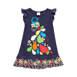 Vestido punto flores azul