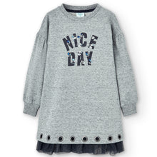 Cargar imagen en el visor de la galería, Vestido felpa con tul "Nice day" plomo
